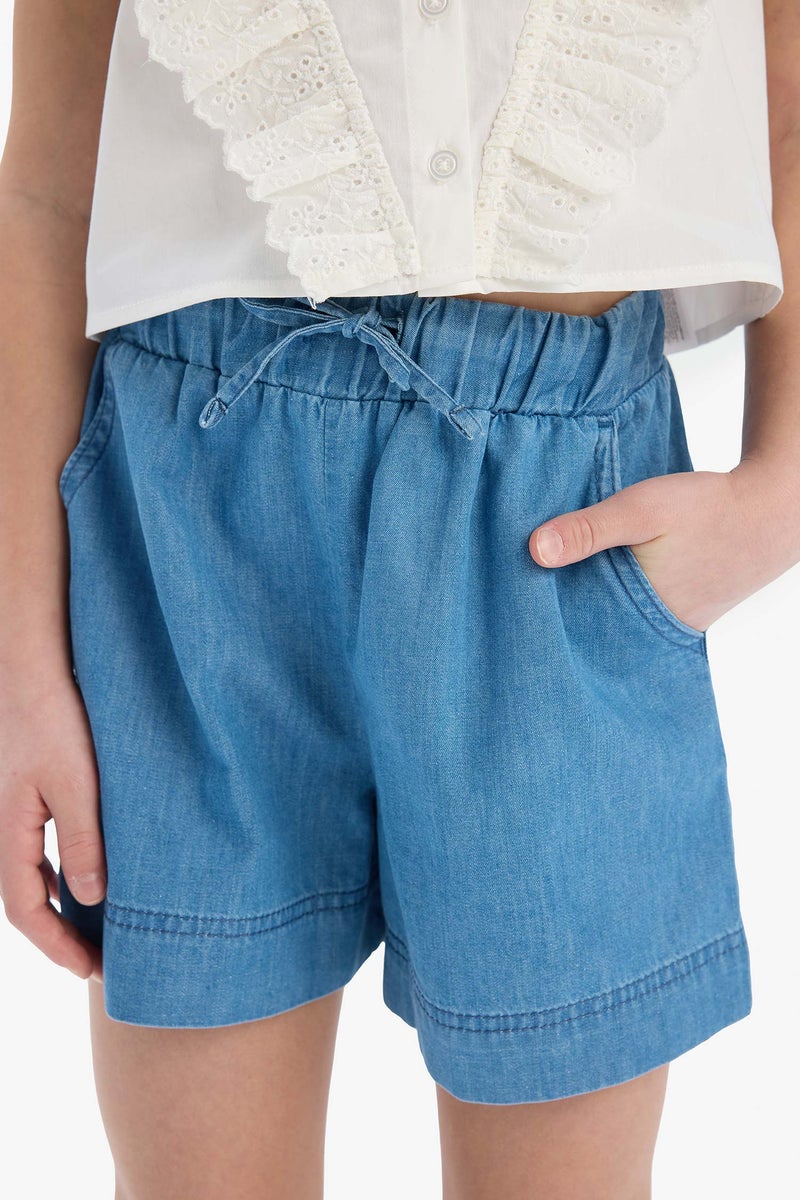 ديفاكتو شورت جينز بناتي بخصر مطاطي أزرق - Image 5